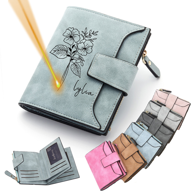 Interior Design Name Card - Customized Name Leather Women's Wallet Personalized