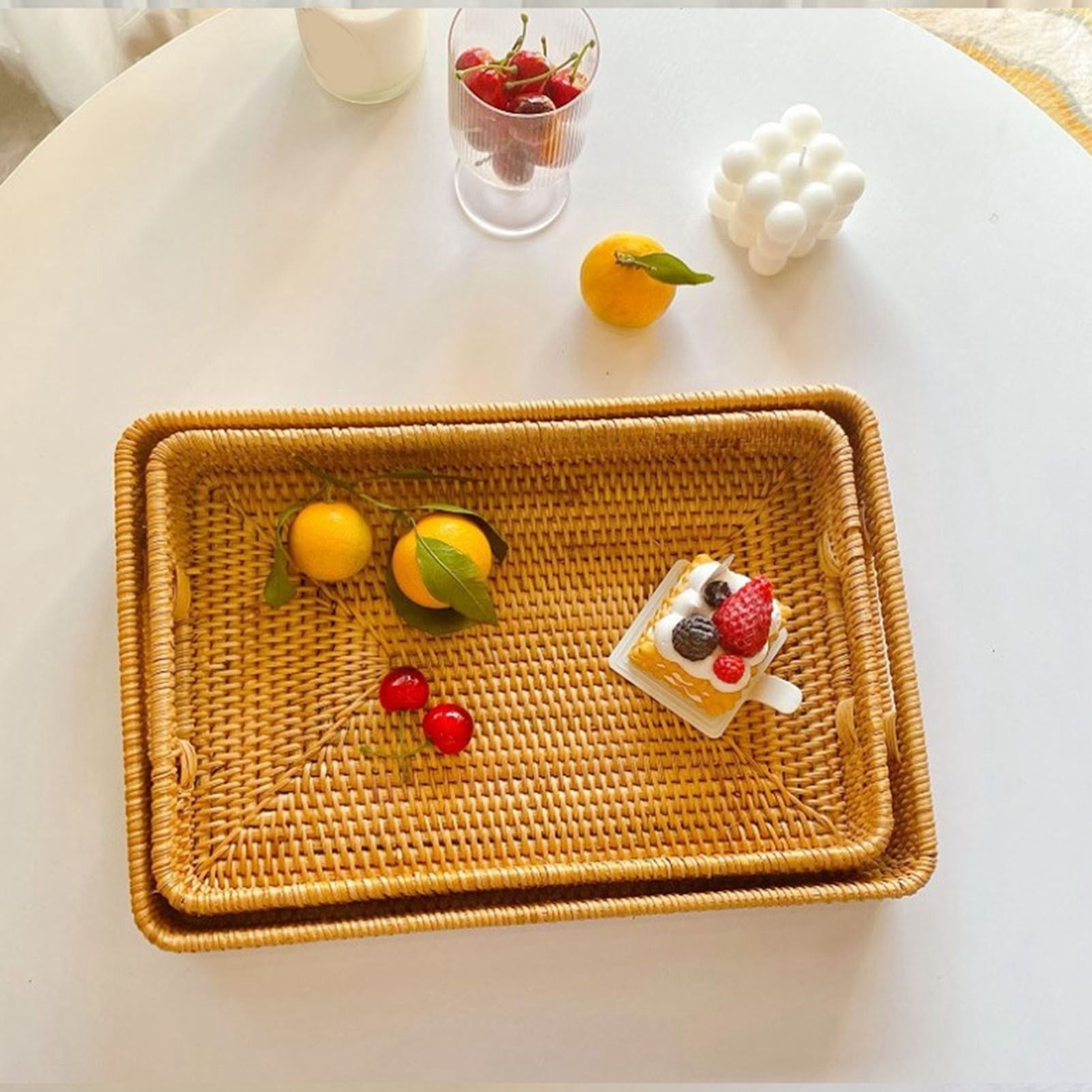 Rattan Tray Handle - D5 Serving Basket Tray with Handles