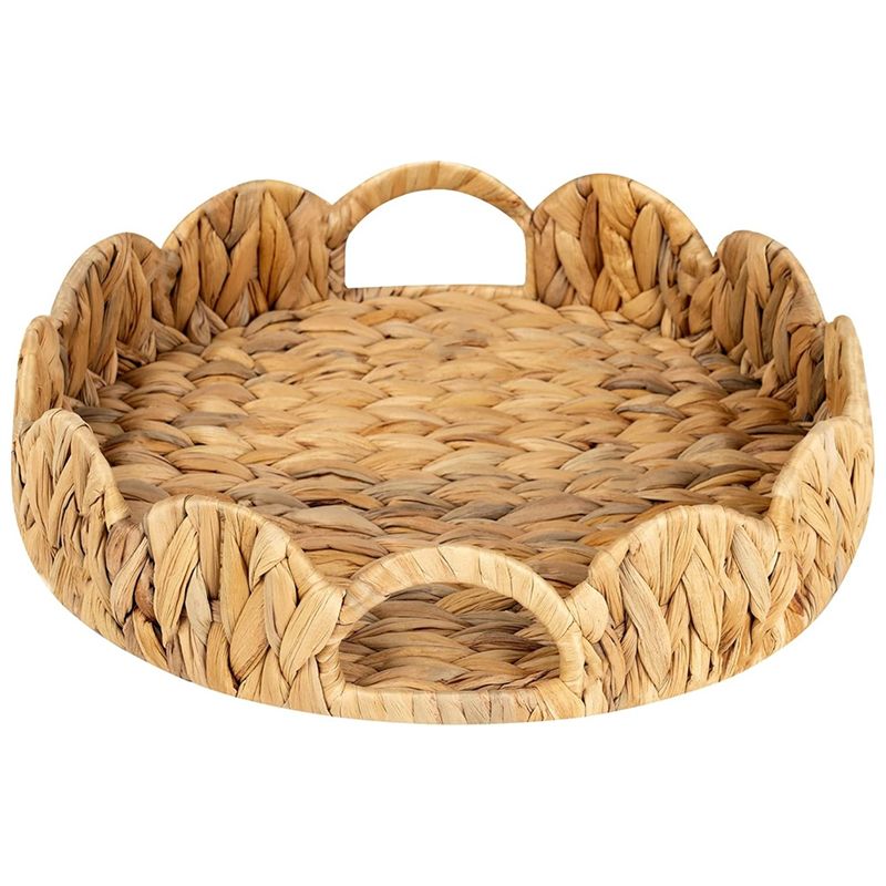 Rattan Tray Handle - A76I-Scalloped Edge Round Tray, Round Serving