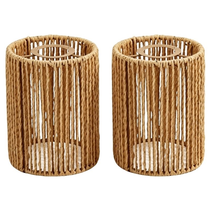 Wicker Pendant Shade - T19C 2 Pack Handwoven Wicker Shade