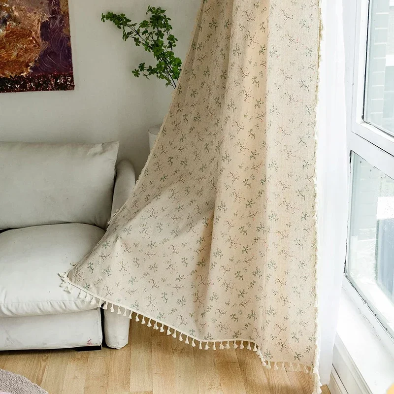 Floral Farmhouse Curtains Semi - Linen Curtain Eyelet 评论和价格