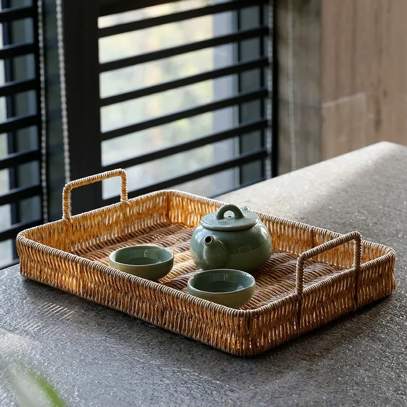 Plastic Storage Tray With Hand - Rattan Tray Handle 评论和价格