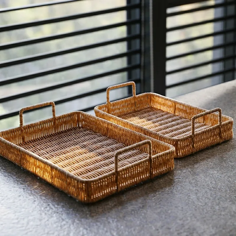 Plastic Storage Tray With Hand - Rattan Tray Handle 评论和价格