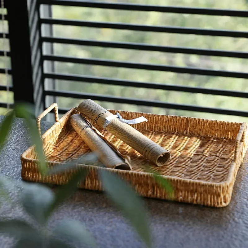Plastic Storage Tray With Hand - Rattan Tray Handle 评论和价格