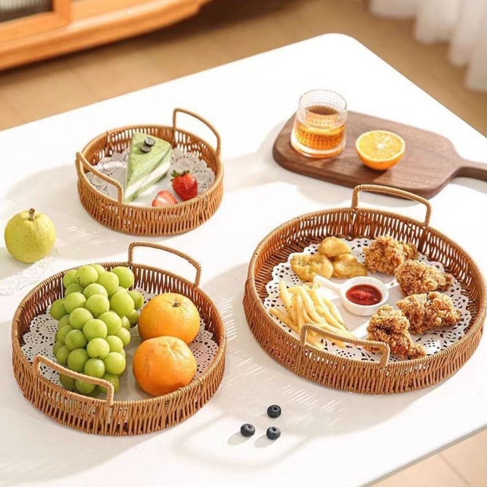 Large Capacity Imitation Ratta - Rattan Tray Handle 评论和价格