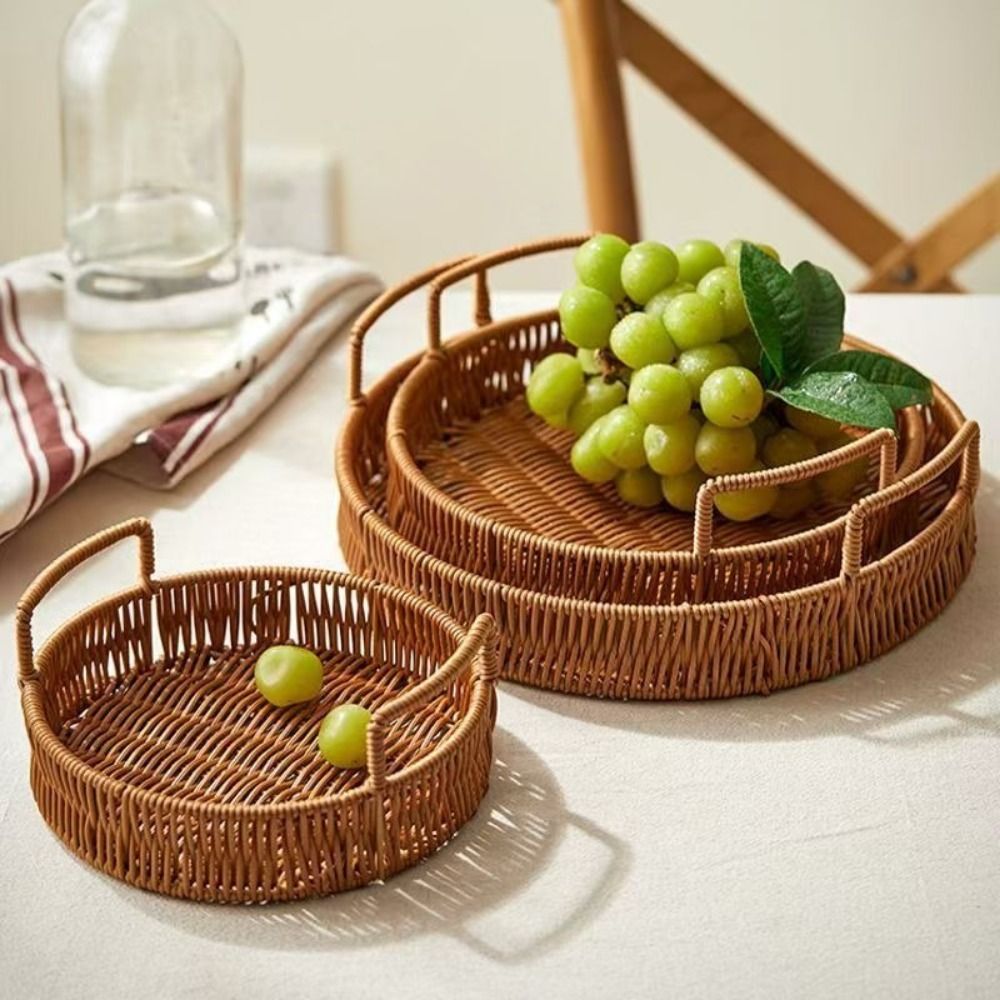 Large Capacity Imitation Ratta - Rattan Tray Handle 评论和价格