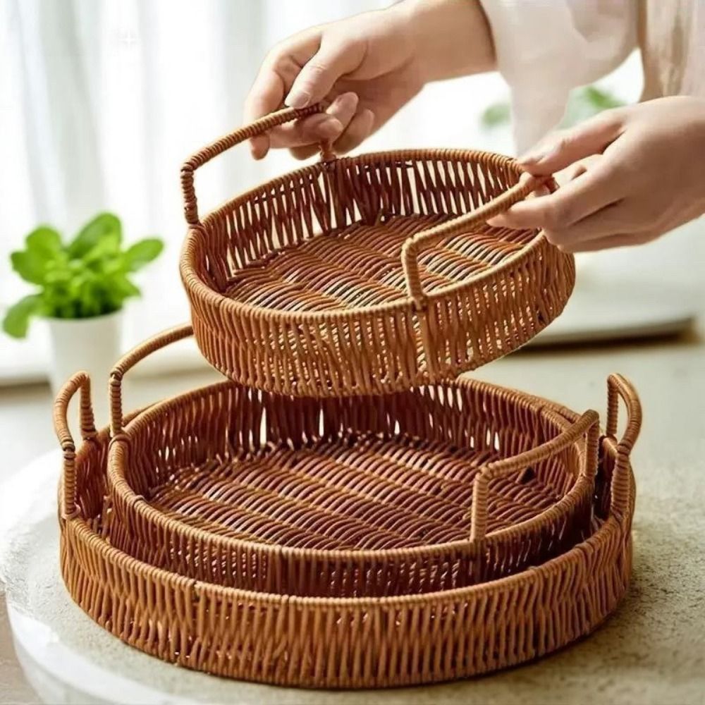 Large Capacity Imitation Ratta - Rattan Tray Handle 评论和价格