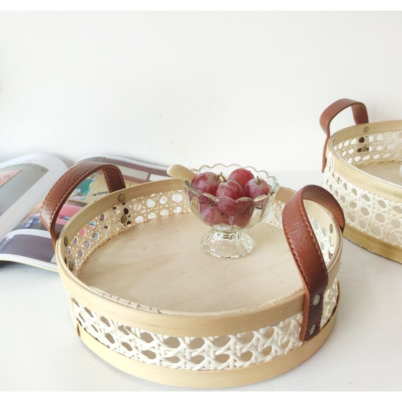 Handmade retro Nordic rattan t - Rattan Tray Handle 评论和价格