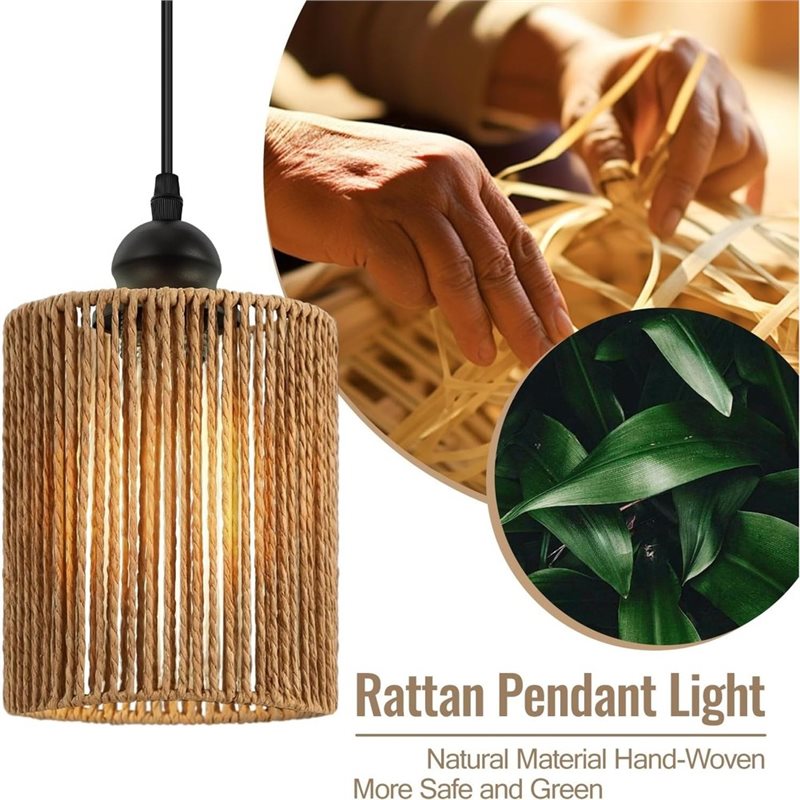 ABKL-Handwoven Wicker Shade Wo - Wicker Pendant Shade 评论和价格