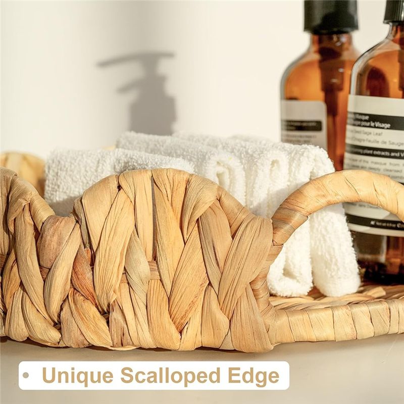 A76I-Scalloped Edge Round Tray - Rattan Tray Handle 评论和价格