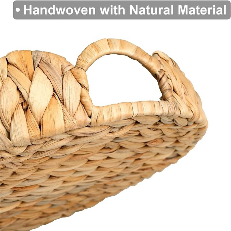 A76I-Scalloped Edge Round Tray - Rattan Tray Handle 评论和价格