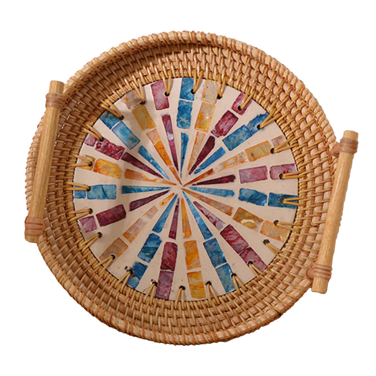 Rattan Serving Tray Bread Serv - Rattan Tray Handle 评论和价格