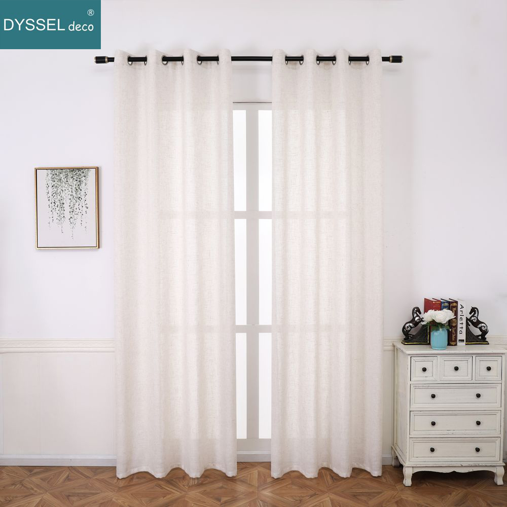 Solid Home Decorative Anti-UV  - Linen Curtain Eyelet 评论和价格