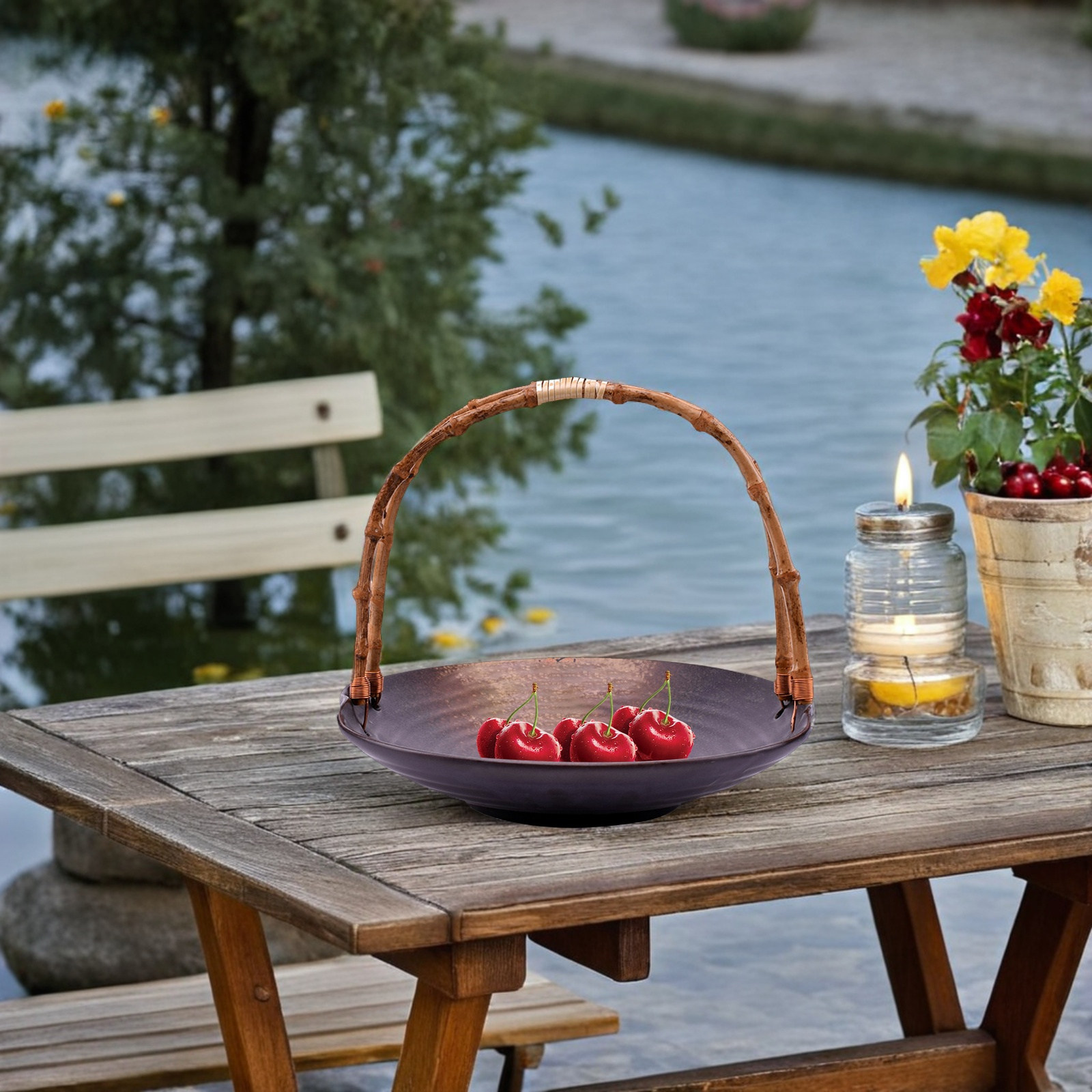Rattan Wicker Serving Tray Han - Rattan Tray Handle 评论和价格