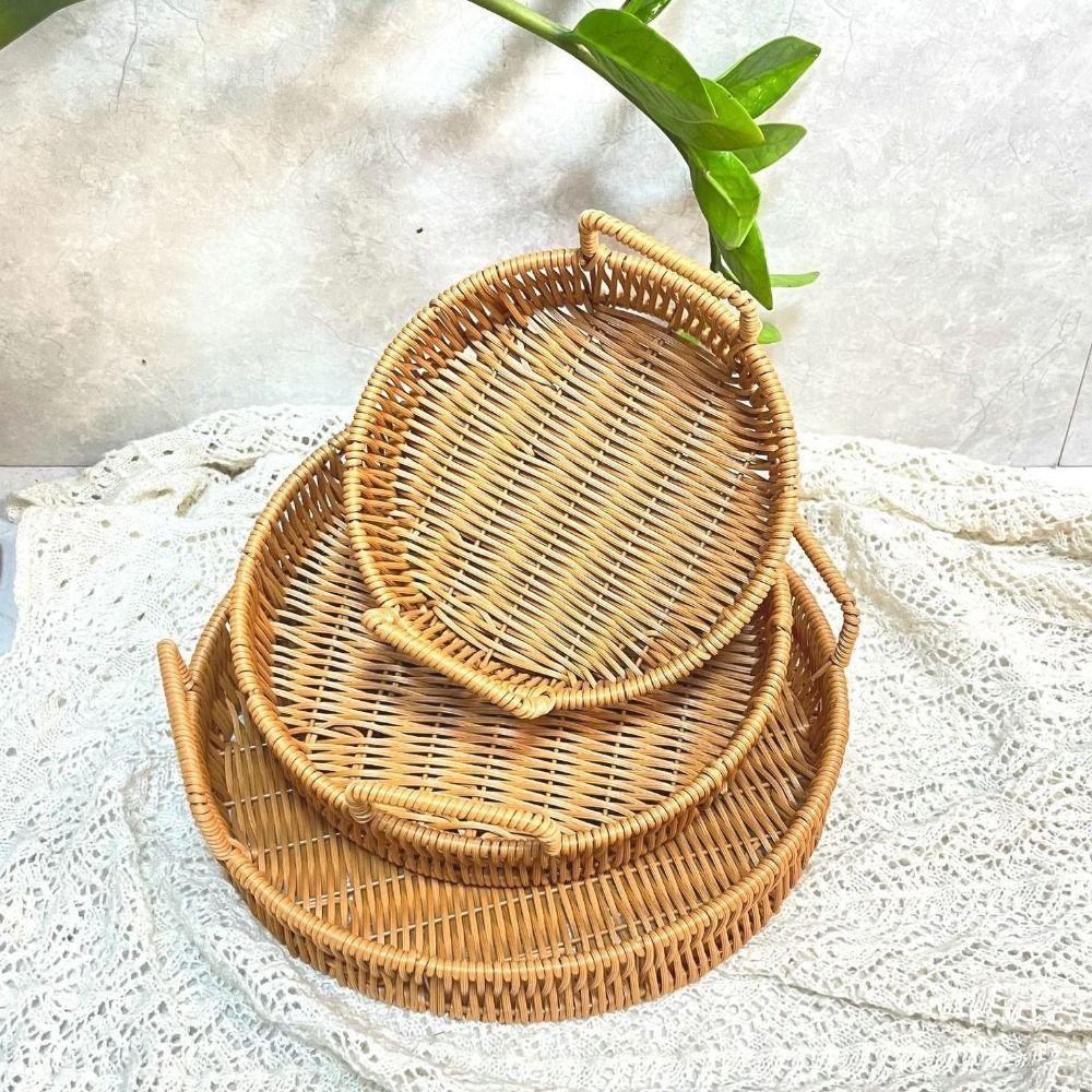 Large Capacity Imitation Ratta - Rattan Tray Handle 评论和价格